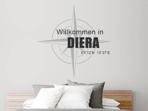 Wandtattoo Willkommen in Diera mit den Koordinaten 51°12'N 13°27'E
