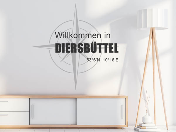 Wandtattoo Willkommen in Diersbüttel mit den Koordinaten 53°6'N 10°16'E