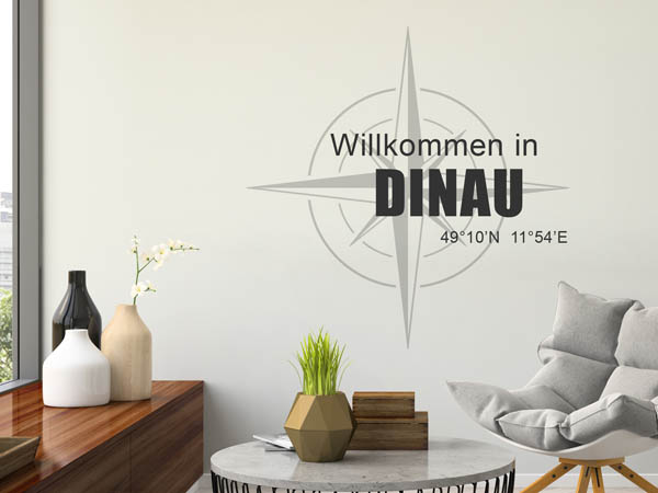 Wandtattoo Willkommen in Dinau mit den Koordinaten 49°10'N 11°54'E