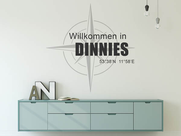 Wandtattoo Willkommen in Dinnies mit den Koordinaten 53°38'N 11°58'E