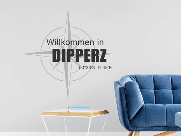 Wandtattoo Willkommen in Dipperz mit den Koordinaten 50°33'N 9°48'E