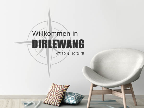 Wandtattoo Willkommen in Dirlewang mit den Koordinaten 47°60'N 10°31'E