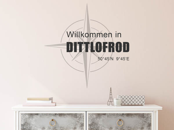 Wandtattoo Willkommen in Dittlofrod mit den Koordinaten 50°45'N 9°45'E