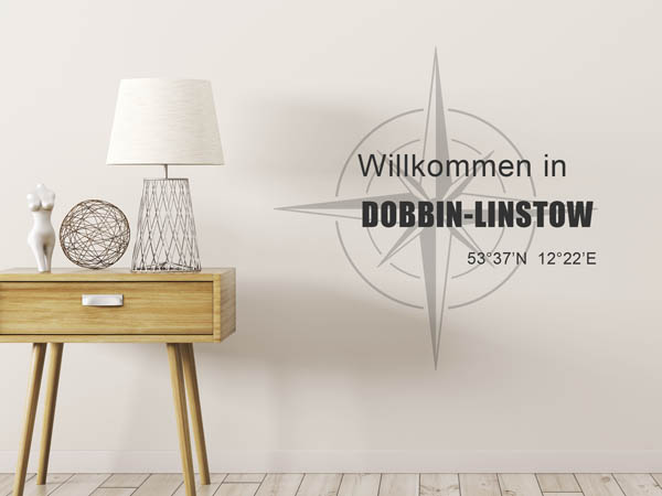 Wandtattoo Willkommen in Dobbin-Linstow mit den Koordinaten 53°37'N 12°22'E