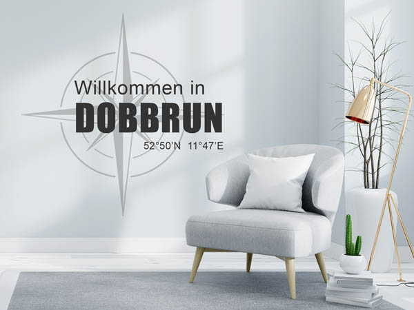 Wandtattoo Willkommen in Dobbrun mit den Koordinaten 52°50'N 11°47'E