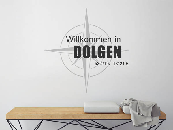 Wandtattoo Willkommen in Dolgen mit den Koordinaten 53°21'N 13°21'E