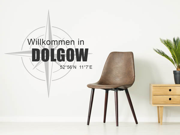 Wandtattoo Willkommen in Dolgow mit den Koordinaten 52°56'N 11°7'E