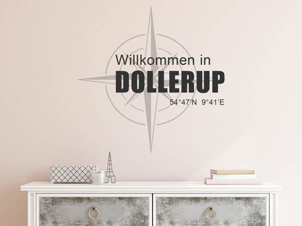 Wandtattoo Willkommen in Dollerup mit den Koordinaten 54°47'N 9°41'E