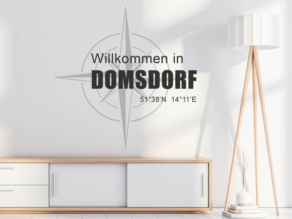Wandtattoo Willkommen in Domsdorf mit den Koordinaten 51°38'N 14°11'E