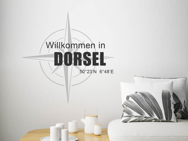 Wandtattoo Willkommen in Dorsel mit den Koordinaten 50°23'N 6°48'E