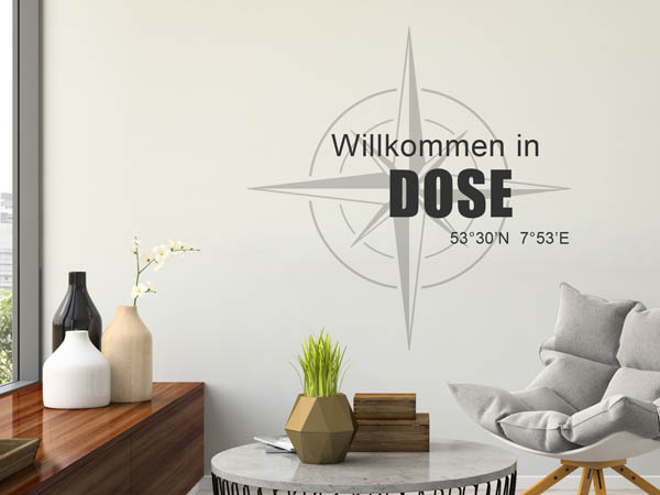 Wandtattoo Willkommen in Dose mit den Koordinaten 53°30'N 7°53'E