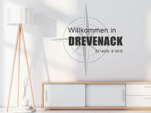 Wandtattoo Willkommen in Drevenack mit den Koordinaten 51°40'N 6°45'E