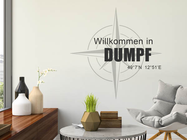 Wandtattoo Willkommen in Dumpf mit den Koordinaten 49°7'N 12°51'E