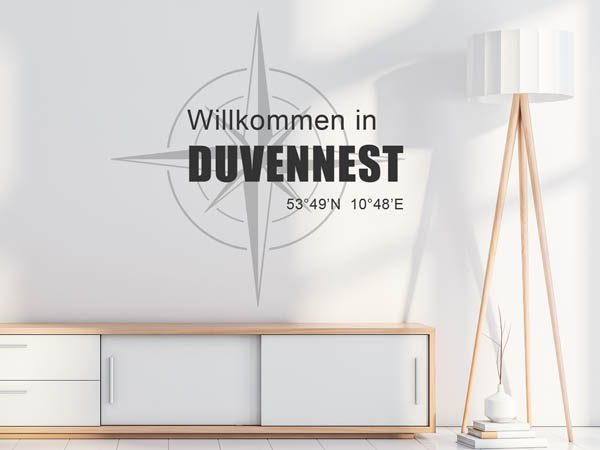 Wandtattoo Willkommen in Duvennest mit den Koordinaten 53°49'N 10°48'E