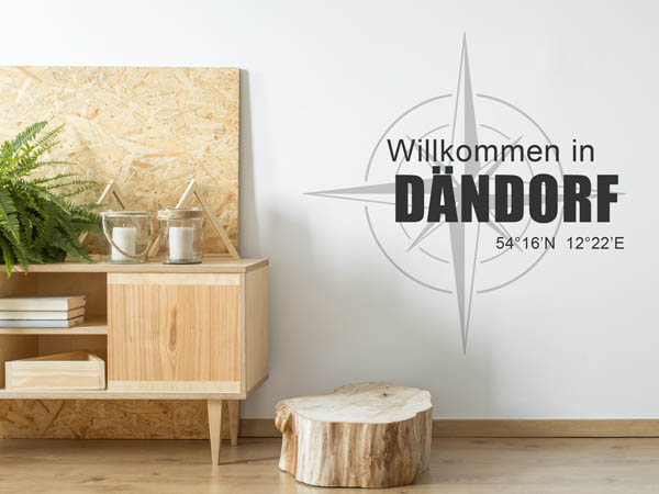 Wandtattoo Willkommen in Dändorf mit den Koordinaten 54°16'N 12°22'E