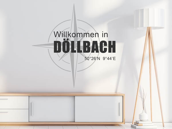 Wandtattoo Willkommen in Döllbach mit den Koordinaten 50°26'N 9°44'E