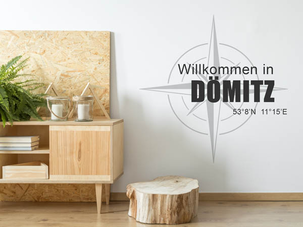 Wandtattoo Willkommen in Dömitz mit den Koordinaten 53°8'N 11°15'E