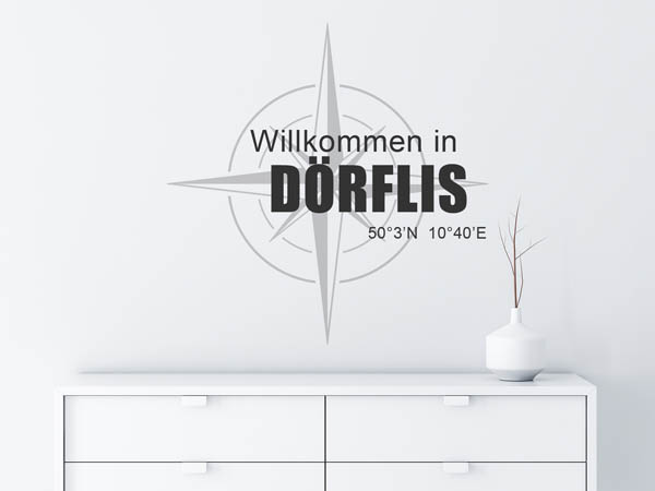 Wandtattoo Willkommen in Dörflis mit den Koordinaten 50°3'N 10°40'E