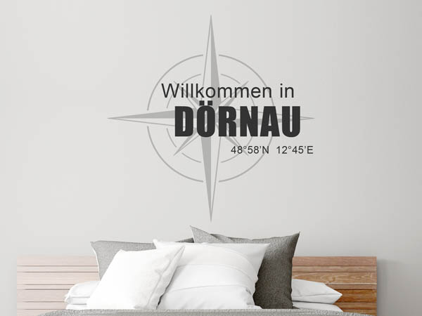 Wandtattoo Willkommen in Dörnau mit den Koordinaten 48°58'N 12°45'E