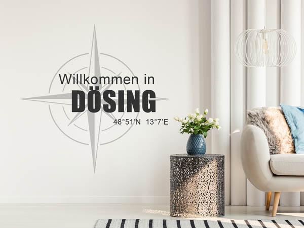 Wandtattoo Willkommen in Dösing mit den Koordinaten 48°51'N 13°7'E