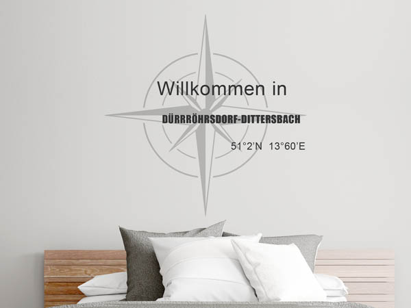 Wandtattoo Willkommen in Dürrröhrsdorf-Dittersbach mit den Koordinaten 51°2'N 13°60'E