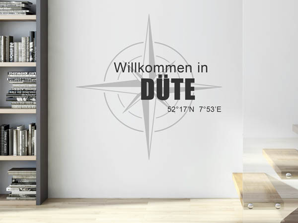 Wandtattoo Willkommen in Düte mit den Koordinaten 52°17'N 7°53'E