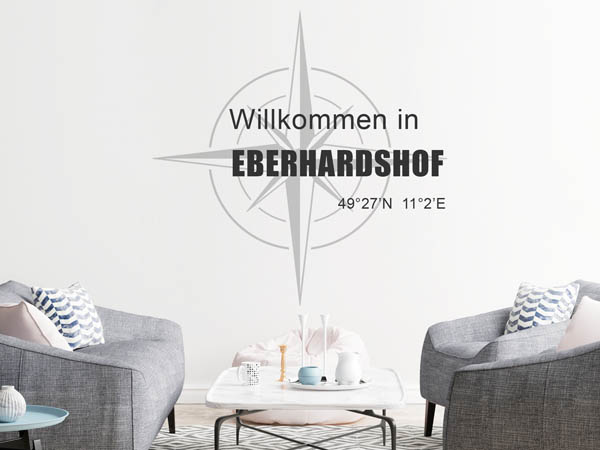 Wandtattoo Willkommen in Eberhardshof mit den Koordinaten 49°27'N 11°2'E