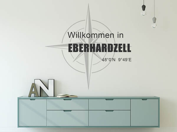 Wandtattoo Willkommen in Eberhardzell mit den Koordinaten 48°0'N 9°49'E