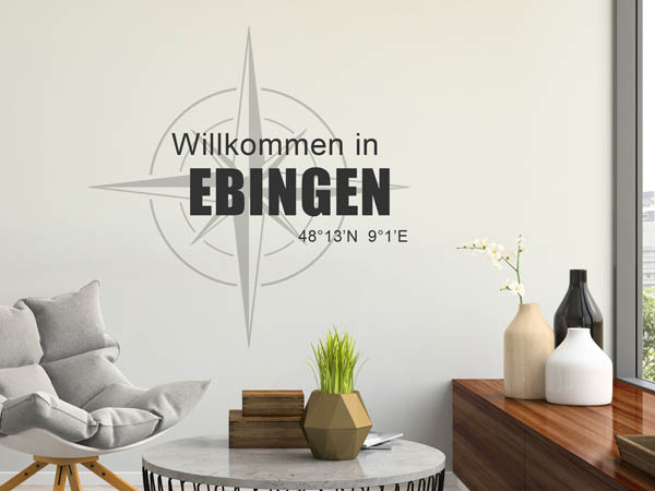 Wandtattoo Willkommen in Ebingen mit den Koordinaten 48°13'N 9°1'E