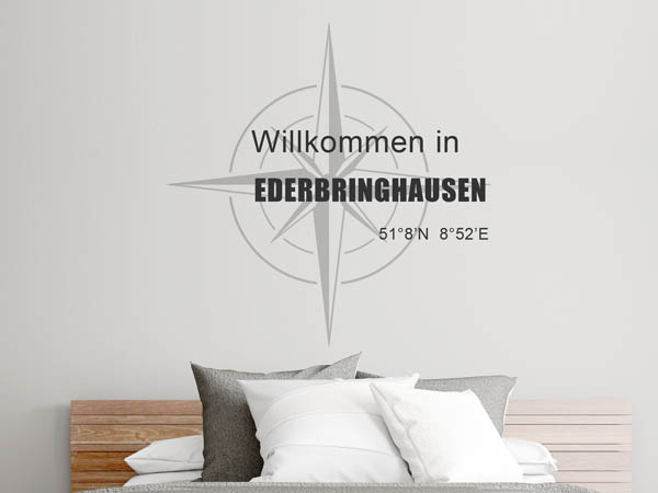Wandtattoo Willkommen in Ederbringhausen mit den Koordinaten 51°8'N 8°52'E
