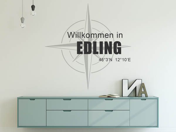 Wandtattoo Willkommen in Edling mit den Koordinaten 48°3'N 12°10'E