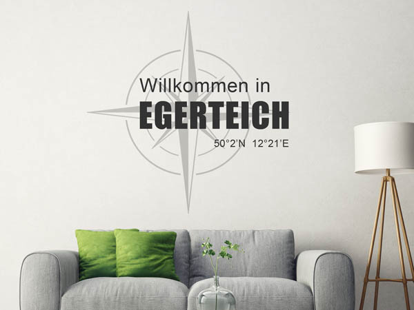 Wandtattoo Willkommen in Egerteich mit den Koordinaten 50°2'N 12°21'E