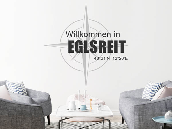 Wandtattoo Willkommen in Eglsreit mit den Koordinaten 48°21'N 12°20'E