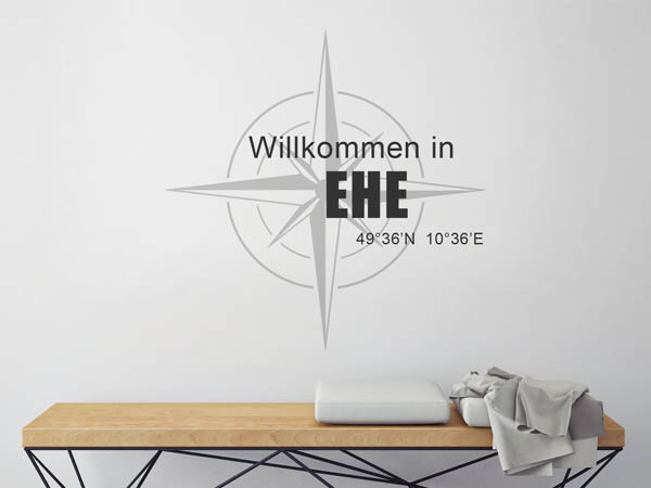 Wandtattoo Willkommen in Ehe mit den Koordinaten 49°36'N 10°36'E