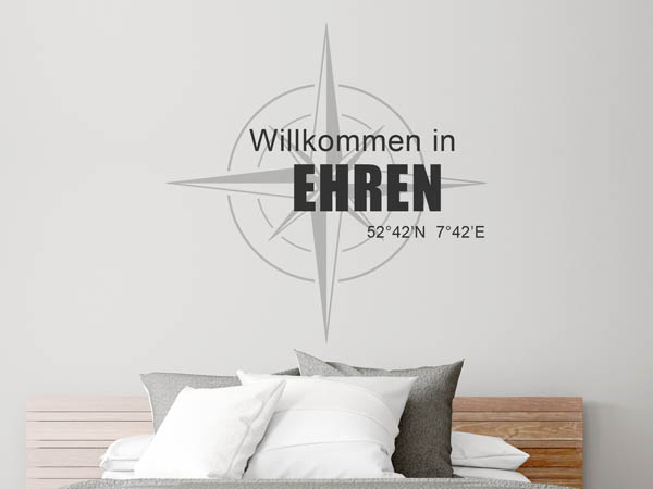 Wandtattoo Willkommen in Ehren mit den Koordinaten 52°42'N 7°42'E