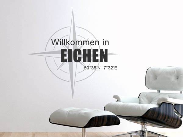 Wandtattoo Willkommen in Eichen mit den Koordinaten 50°38'N 7°32'E