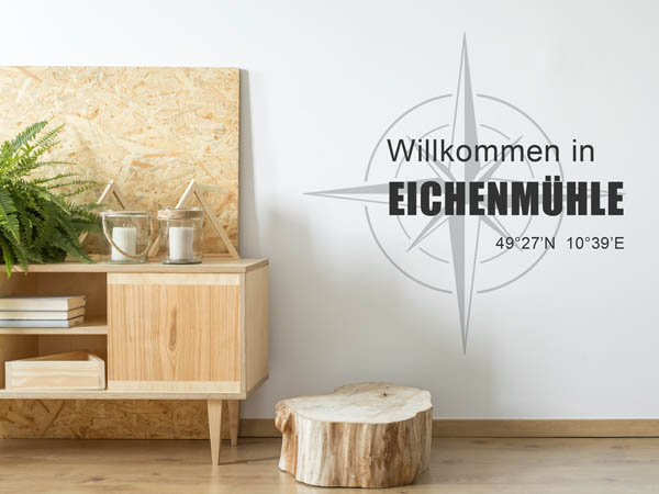 Wandtattoo Willkommen in Eichenmühle mit den Koordinaten 49°27'N 10°39'E