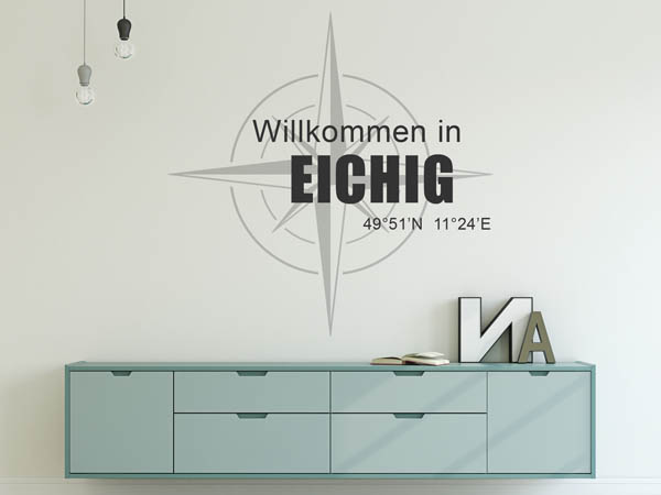 Wandtattoo Willkommen in Eichig mit den Koordinaten 49°51'N 11°24'E