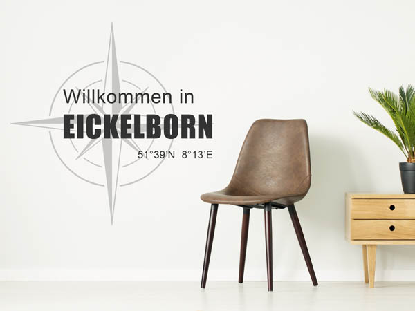 Wandtattoo Willkommen in Eickelborn mit den Koordinaten 51°39'N 8°13'E