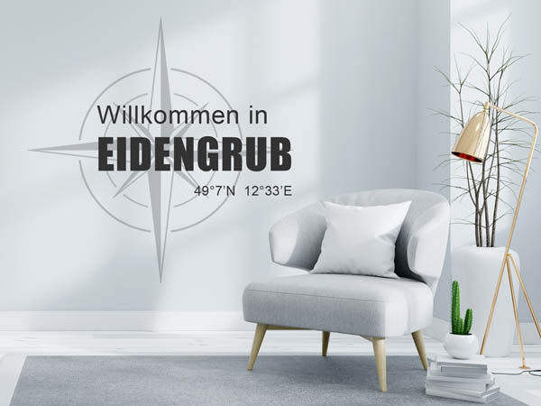 Wandtattoo Willkommen in Eidengrub mit den Koordinaten 49°7'N 12°33'E