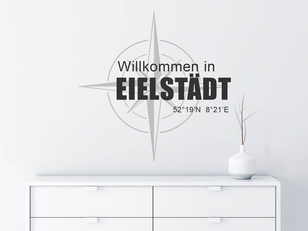 Wandtattoo Willkommen in Eielstädt mit den Koordinaten 52°19'N 8°21'E