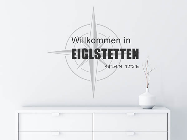 Wandtattoo Willkommen in Eiglstetten mit den Koordinaten 48°54'N 12°3'E