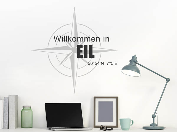 Wandtattoo Willkommen in Eil mit den Koordinaten 50°54'N 7°5'E