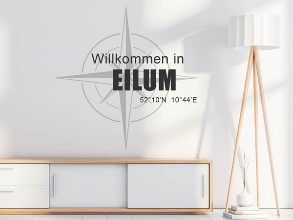 Wandtattoo Willkommen in Eilum mit den Koordinaten 52°10'N 10°44'E