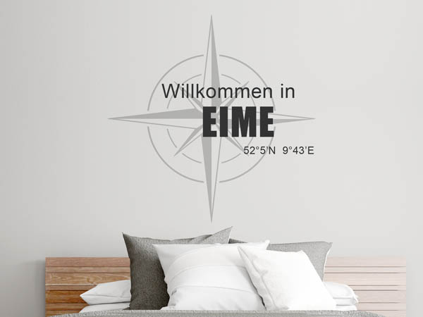 Wandtattoo Willkommen in Eime mit den Koordinaten 52°5'N 9°43'E