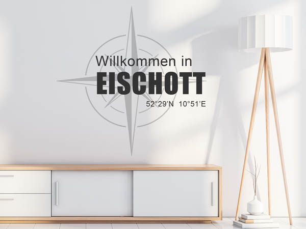 Wandtattoo Willkommen in Eischott mit den Koordinaten 52°29'N 10°51'E