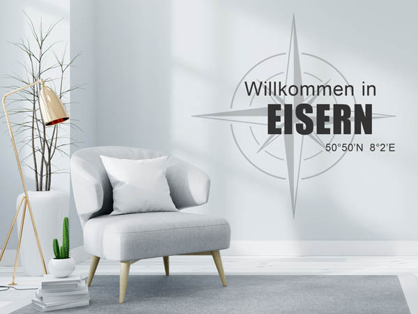 Wandtattoo Willkommen in Eisern mit den Koordinaten 50°50'N 8°2'E