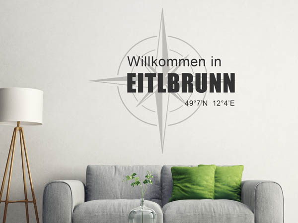 Wandtattoo Willkommen in Eitlbrunn mit den Koordinaten 49°7'N 12°4'E