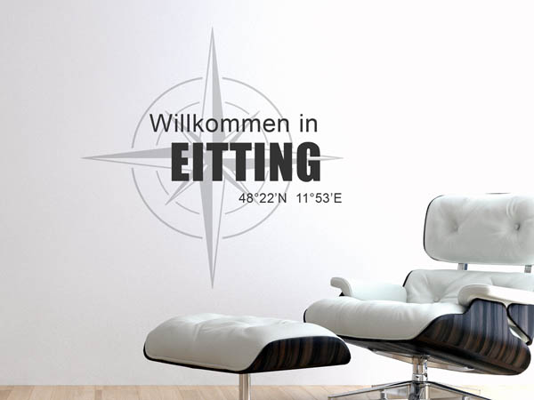 Wandtattoo Willkommen in Eitting mit den Koordinaten 48°22'N 11°53'E