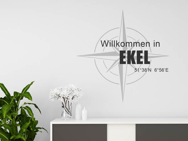 Wandtattoo Willkommen in Ekel mit den Koordinaten 51°38'N 6°56'E